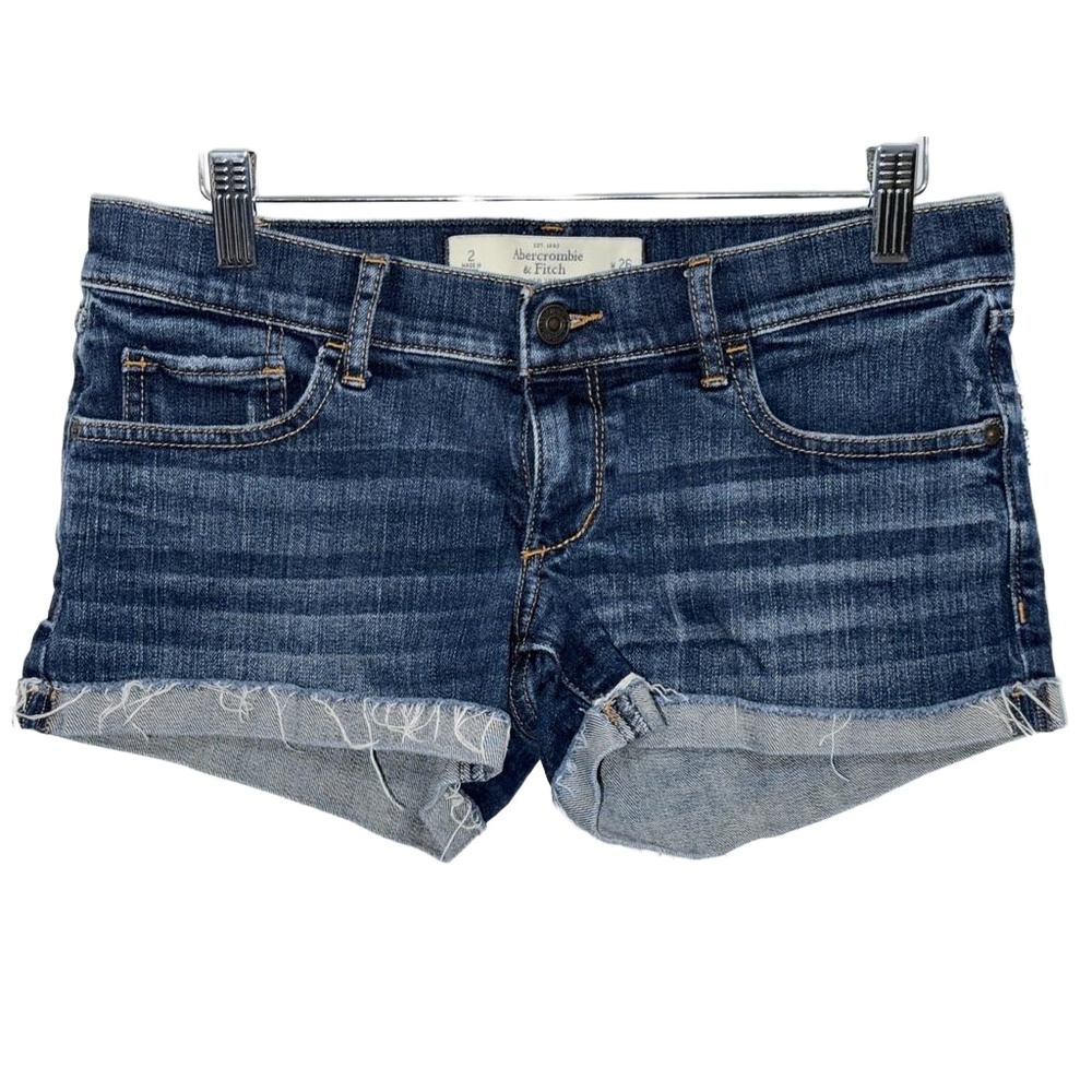 NEW Abercrombie & Fitch Blue Denim Distressed Low Rise Jean Shorts Size 2 26 W